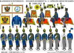 Tafel 374:  Kaiserreich Österreich: Husaren-Regiment Nr.11 Székler Grenz-Husaren  1809-1815