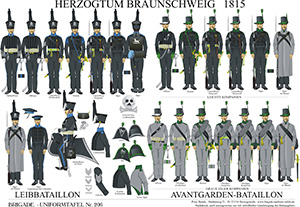 Tafel 206: Herzogtum Braunschweig: Leibbataillon und Avantgarden-Bataillon 1815