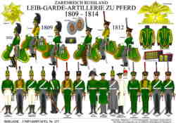 Tafel 377:  Zarenreich Russland:  Leib-Garde-Artillerie zu Pferd  1809-1814