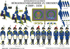 Tafel 225: Königreich Sachsen: Bürger-Gensdarmerie zu Dresden 1809-1830