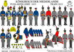 Tafel 331:  Königreich der Niederlande:  Fuss-Artillerie und Train  1815