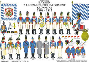Tafel 081: Königreich Bayern: 2. Linien-Infanterie-Regiment Kronprinz 1808-1813
