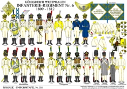 Tafel 321:  Königreich Westphalen:  Infanterie-Regiment Nr. 6  1809-1812