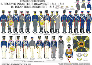 Tafel 182: Königreich Preußen: 6. Reserve-Infanterie-Regiment 1813-1815