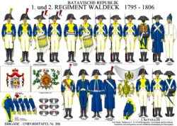 Tafel 308:  Batavische Republik:  1. und 2. Regiment Waldeck  1795-1806