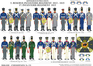 Tafel 170: Königreich Preußen: 5. Reserve-Infanterie-Regiment 1813-1815