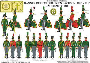 Tafel 119: Königreich Sachsen: Banner der Freiwilligen Sachsen 1813-1815, Jäger zu Pferd