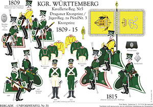 Tafel 031: Königreich Württemberg: Dragoner-Regiment Kronprinz 1810-1815