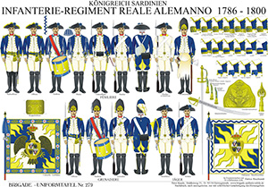 Tafel 279: Königreich Sardinien: Deutsches Infanterie-Regiment Reale Alemanno 1786-1800