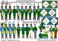 Tafel 338:  Königreich Westphalen:  Leichte Infanterie Bataillone  1811-1813