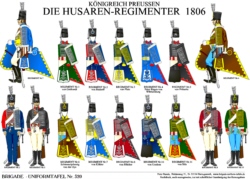 Tafel 320:  Königreich Preussen:  Husaren-Regimenter  1806