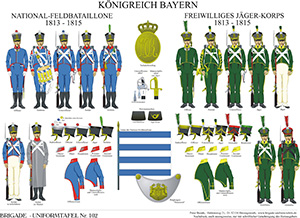 Tafel 102: Königreich Bayern: National-Feldbataillone / Freiwilliges Jägerkorps 1813-1815