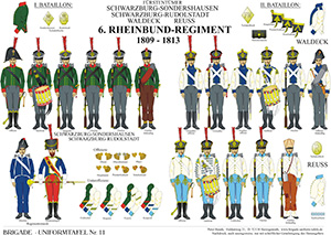 Tafel 011: Fürstentümer Schwarzburg, Waldeck, Reuss: 6. Rheinbund-Regiment 1807-1812