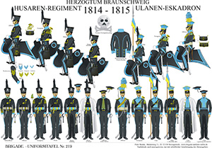 Tafel 219: Herzogtum Braunschweig: Husaren-Regiment und Ulanen-Eskadron 1814-1815