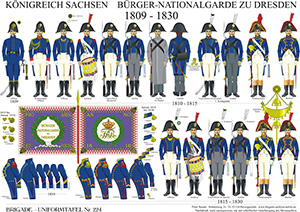 Tafel 224: Königreich Sachsen: Bürger-Nationalgarde zu Dresden 1809-1830