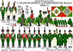 Tafel 394:  Königreich Italien:  2. Jäger-Regiment zu Pferd Principe Reale  1808-1811