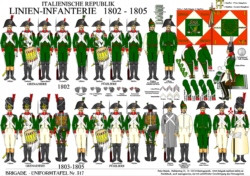 Tafel 317:  Italienische Republik:  Linien-Infanterie  1802-1805
