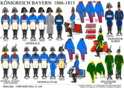 Tafel 250: Königreich Bayern: Generale, Generalstab, Ingenieurkorps, Feldjäger 1806-1815