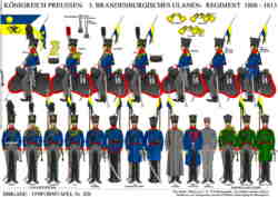 Tafel 340:  Königreich Preussen:  3. Brandenburgisches Ulanen-Regiment  1809-1815