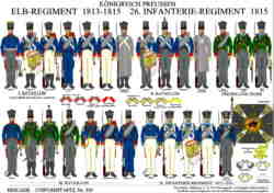 Tafel 332:  Königreich Preußen:  Elb-Regiment  1813 / 26. Infanterie-Reg.  1815