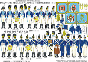 Tafel 261: Königreich Württemberg: 5. Linien-Infanterie-Regiment Prinz Friedrich 1808-1812