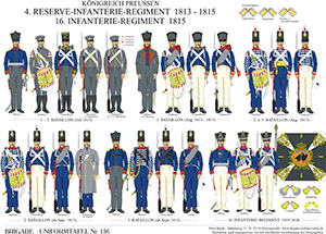 Tafel 156: Königreich Preußen: 4. Reserve-Infanterie-Regiment 1813-1815