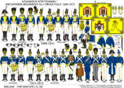 Tafel 325:  Königreich Württemberg:  Infanterie-Regiment No.1 Prinz Paul  1809-1812