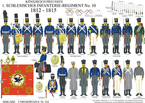 Tafel 181: Königreich Preußen: 1. Schlesisches Infanterie-Regiment No.10 1812-1815