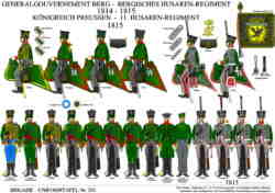 Tafel 351:  Berg:  Husaren-Regiment 1814 / Königreich Preussen:  11. Husaren-Regiment  1815