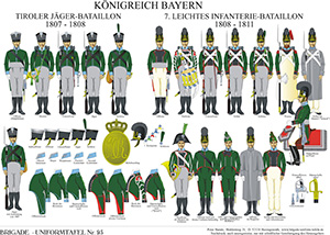 Tafel 095: Königreich Bayern: Tiroler Jäger-Bataillon 1807-1808 / 7. Leichtes Infanterie-Bataillon 18